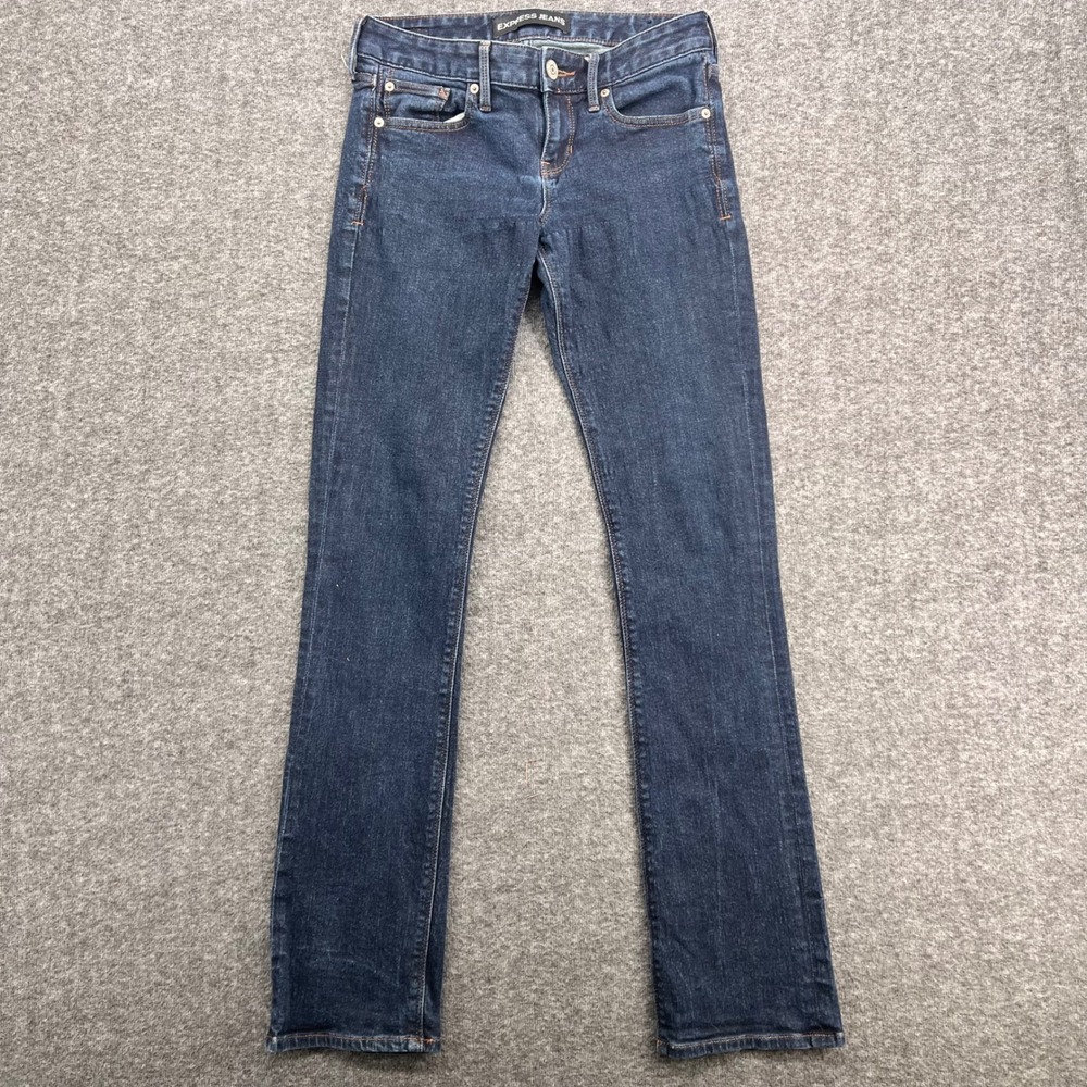 Express Stella Barely Boot Jeans Womens 0R‎ Dark Wash Low Rise Stretch Denim
